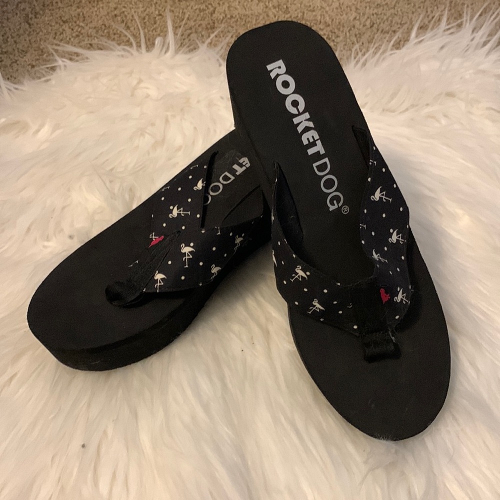 Flamingo flip flop wedge sandals